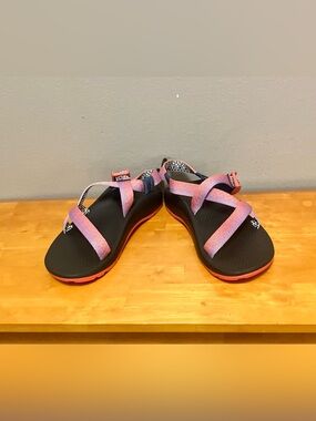 Chaco Z1 Ecotread Sandals, Salmon Pink/Blue/Black - Size 6 Women’s/Girls (VGUC)